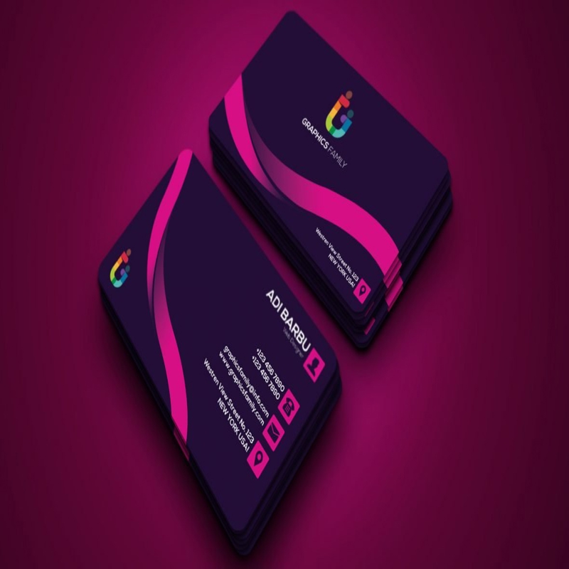 فایل طراحی کارت ویزیت انتزاعی صورتی - Pink Abstract Business Card Design