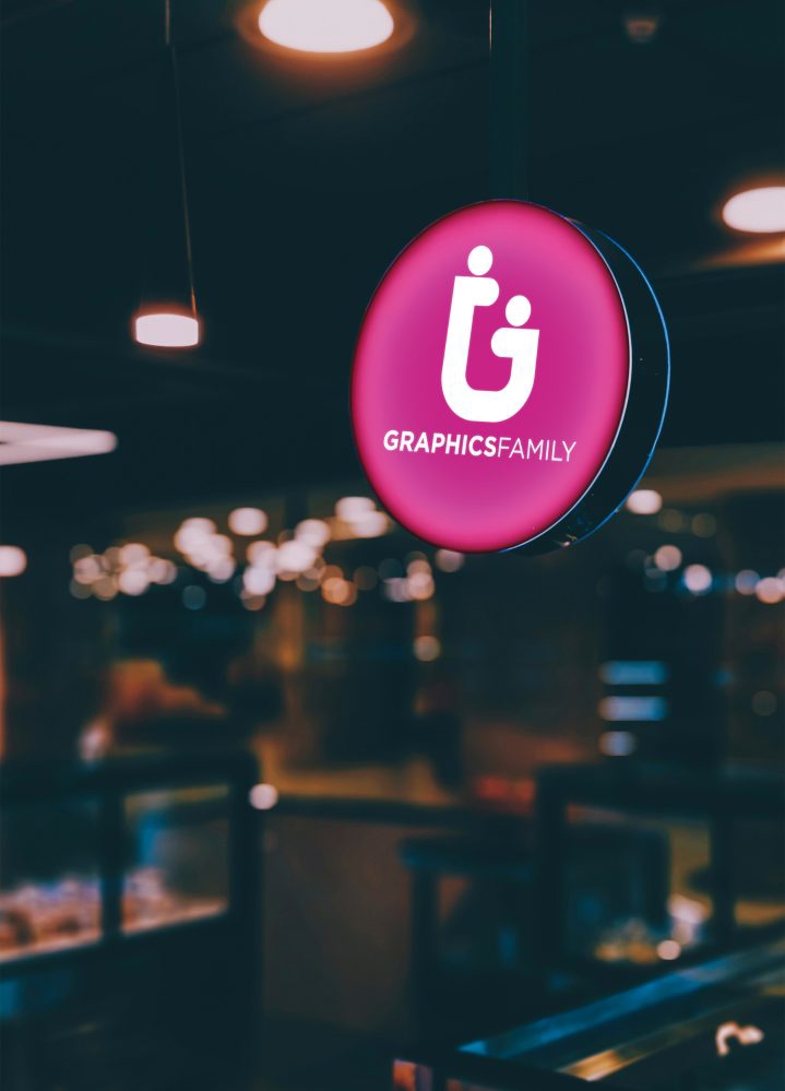 فایل موکاپ لوگو تابلوی صورتی - Pink Signage Logo Mockup