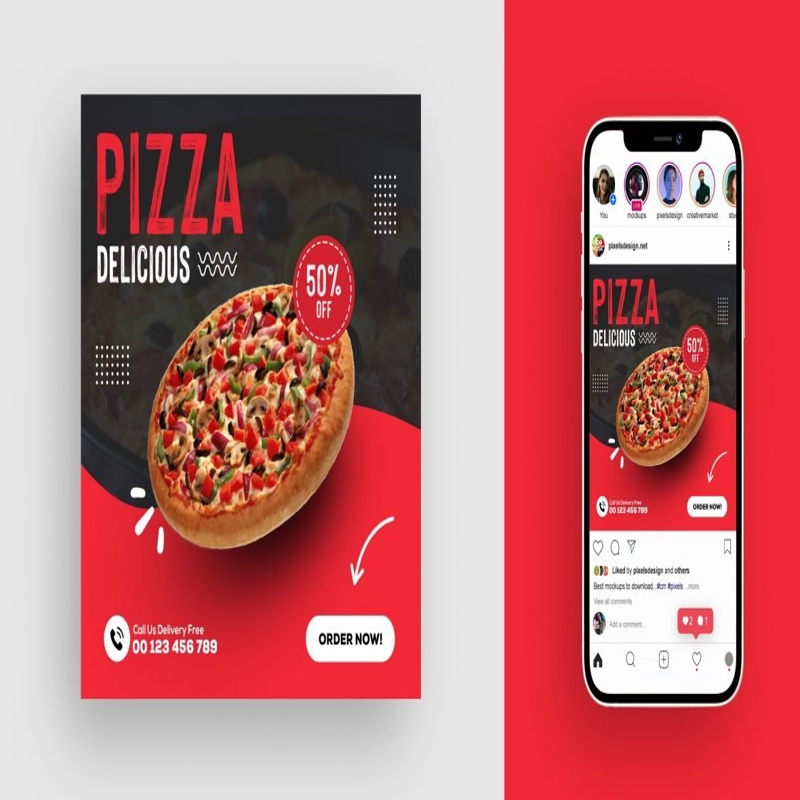 فایل قالب بنر پیتزا برای رسانه‌های اجتماعی - Pizza Banner Template for Social Media