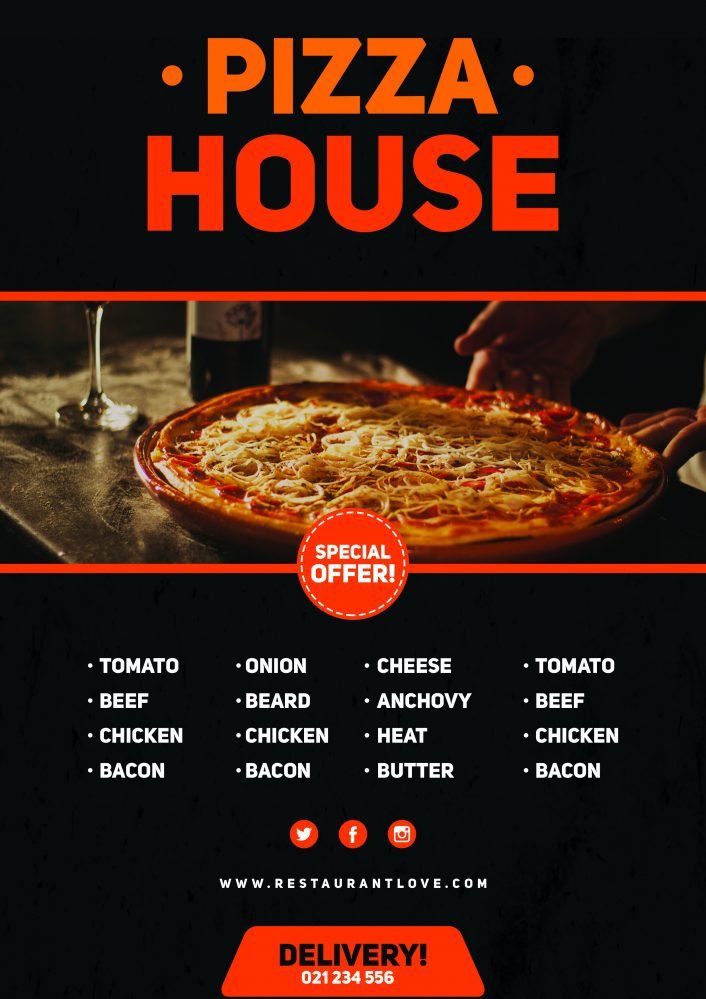فایل طرح PSD تراکت پیتزا - Pizza PSD Flyer design