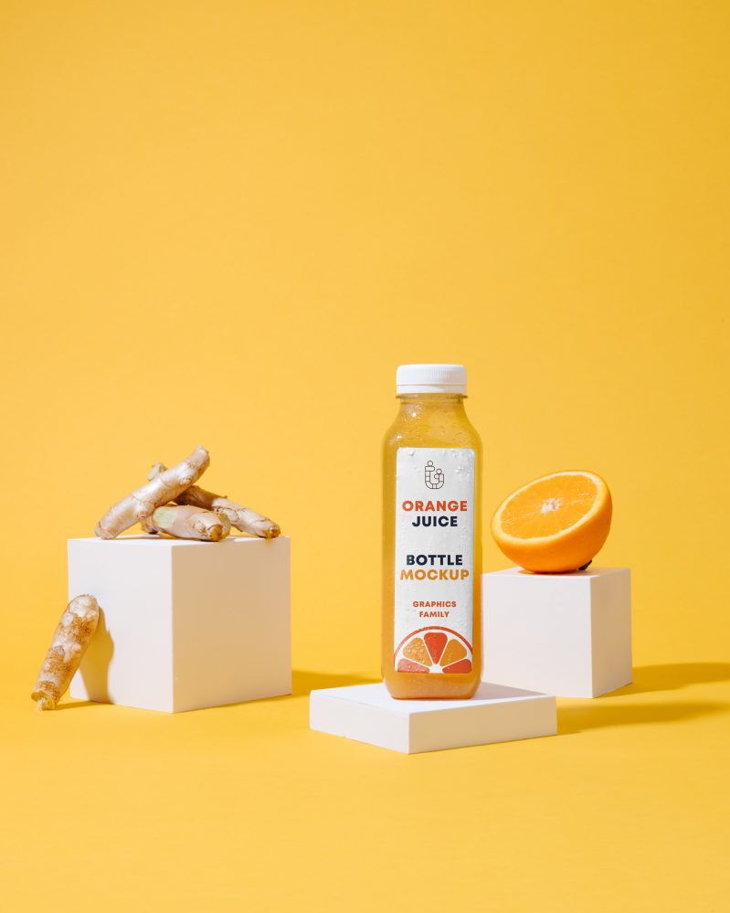 فایل ماکت طرح پرتقال بطری پلاستیکی - Plastic Bottle Orange Design Mockup