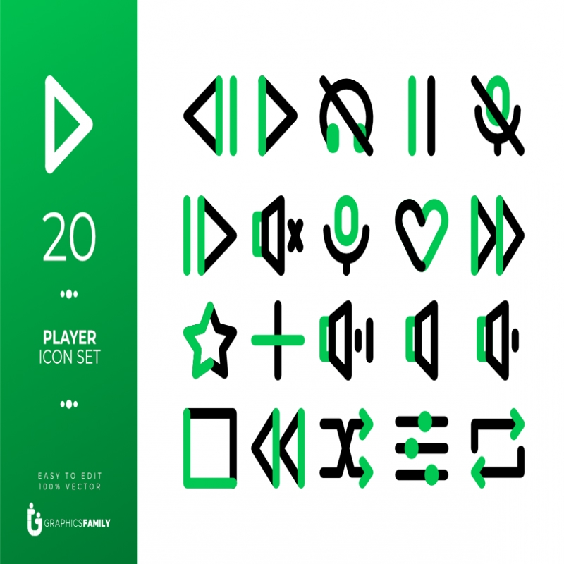فایل مجموعه آیکون‌های پخش‌کننده - Player icon set