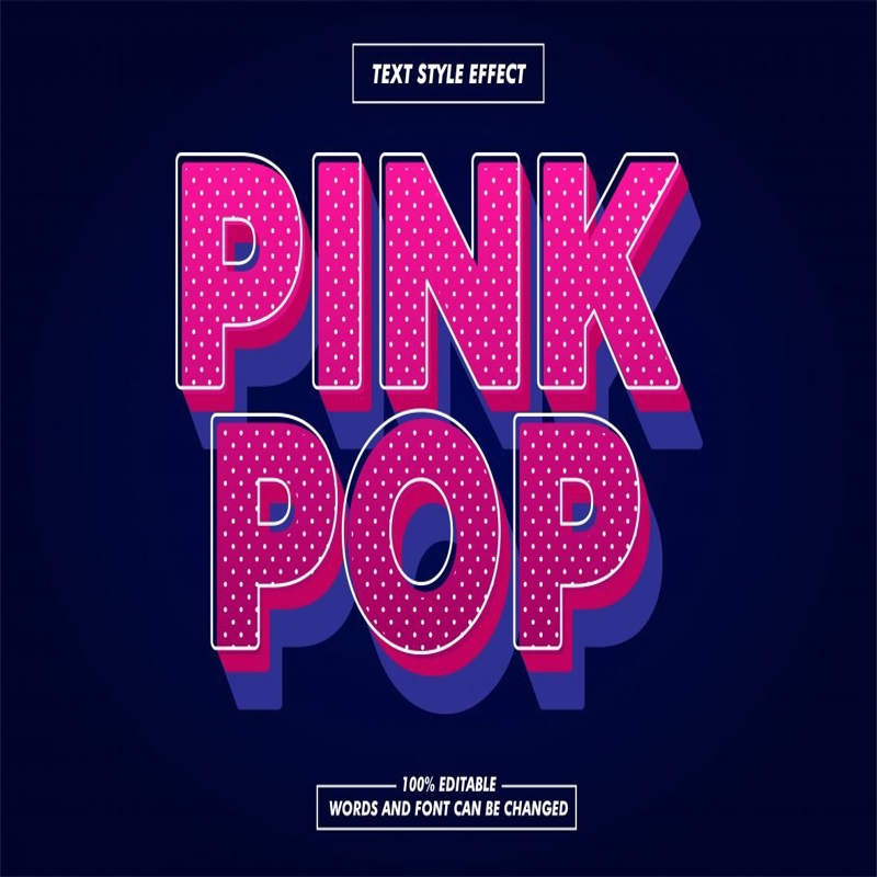 فایل افکت متن صورتی راه راه خالدار - Polka-dot Striped Pink Text Effect