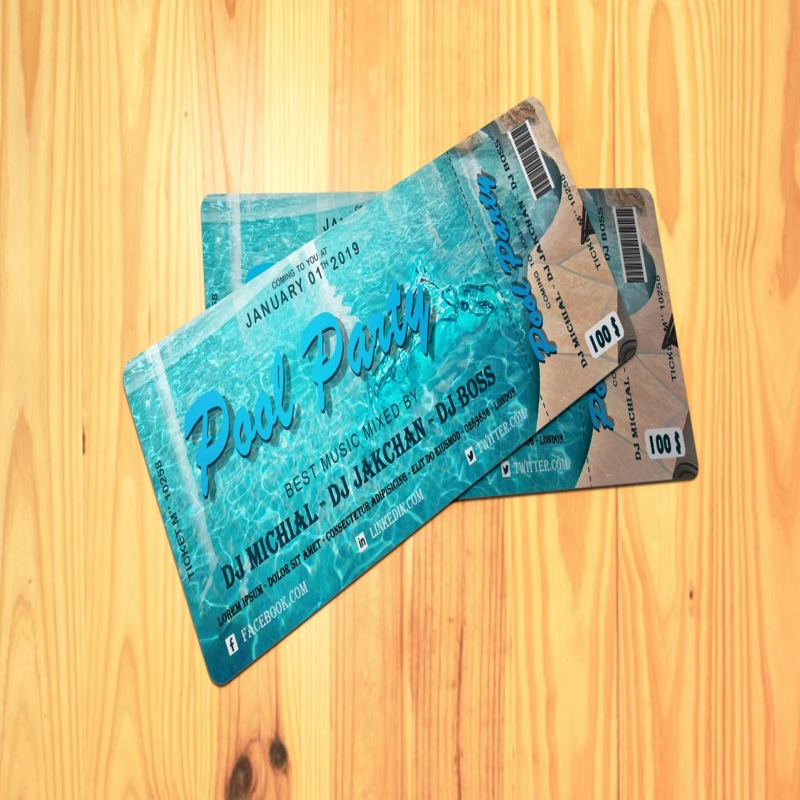 فایل قالب طرح بلیط رویداد مهمانی کنار استخر (psd) - Pool Party Event Ticket Design Template psd