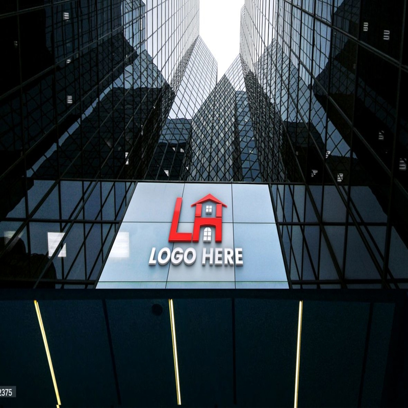 فایل موکاپ لوگو سه بعدی ساختمان پریمیوم - Premium Building 3D Logo Mockup