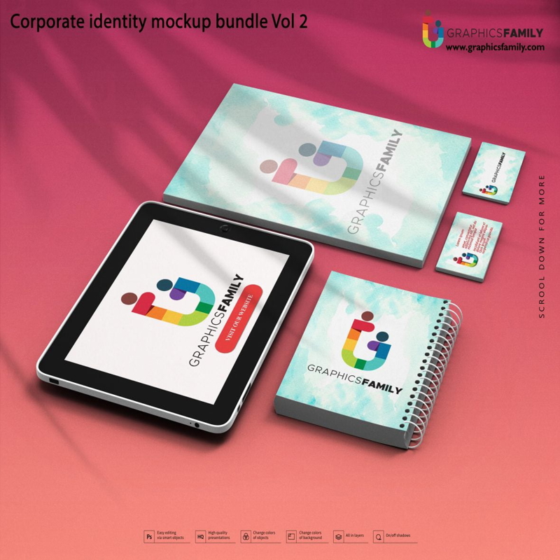 فایل بسته PSD موکاپ هویت برند شرکتی ممتاز - Premium Corporate Brand Identity Mockup PSD Bundle