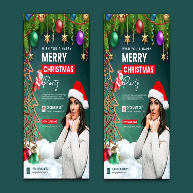 فایل طراحی قالب بروشور کریسمس حرفه ای و خلاقانه - Professional & Creative Christmas Flyer Template Design