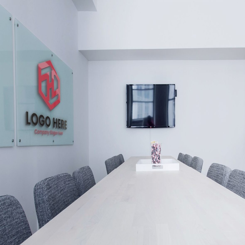 فایل نمایش موکاپ لوگو سه بعدی حرفه ای روی سطح شیشه ای - Professional 3D Logo Mockup Display on Glass Surface
