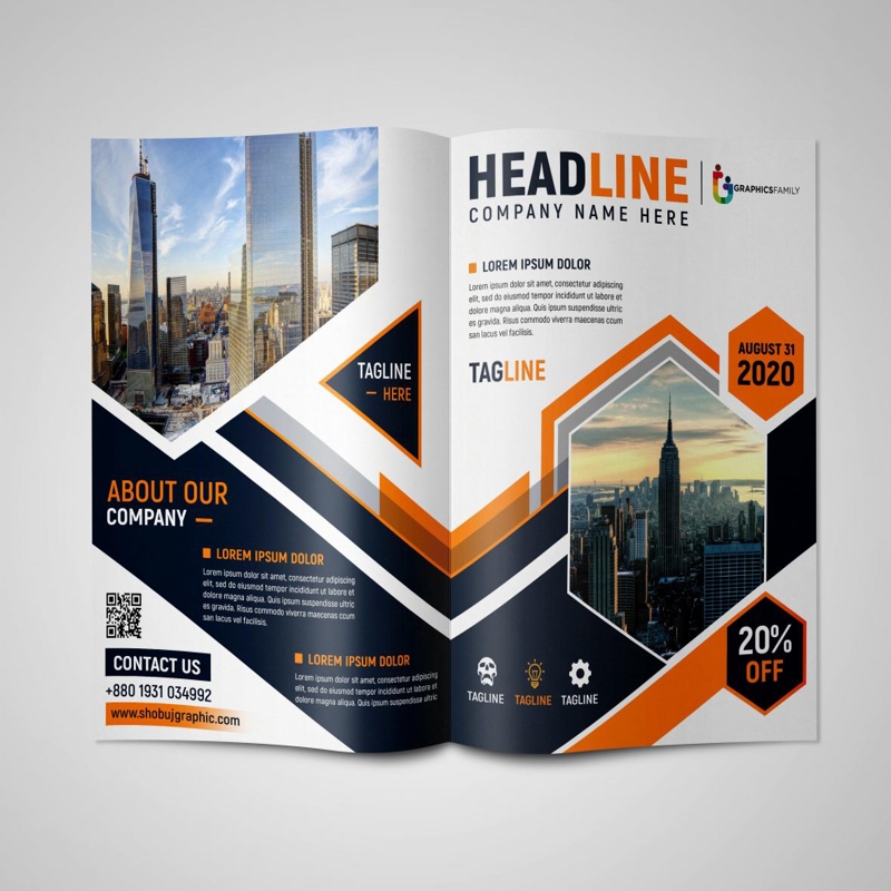 فایل دانلود طرح بروشور دو لت حرفه ای psd - Professional Bi fold Brochure Design psd Download