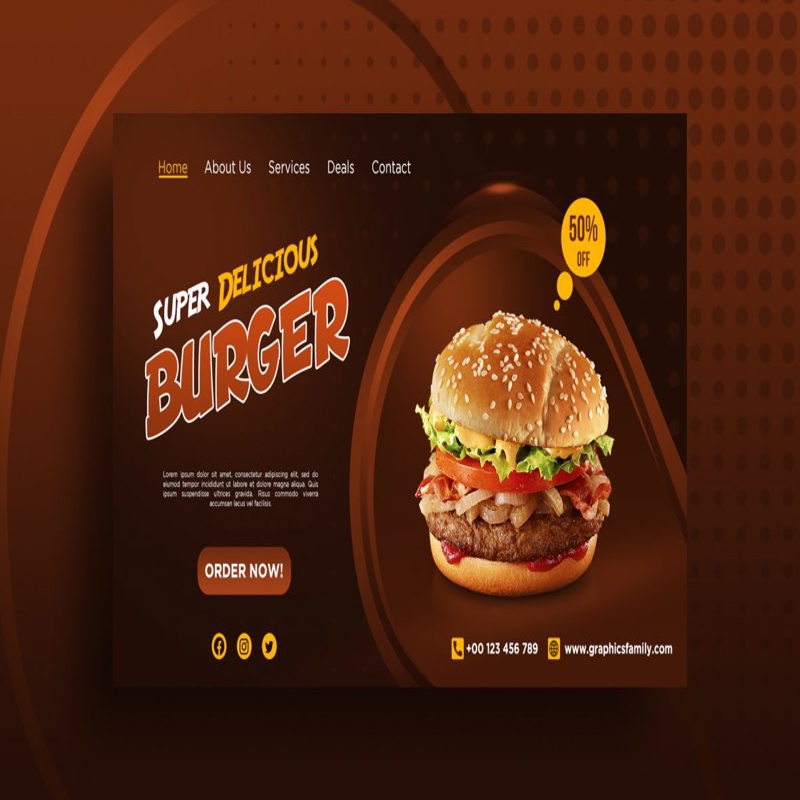 فایل طرح بنر حرفه ای برگر PSD - Professional Burger Banner Design PSD
