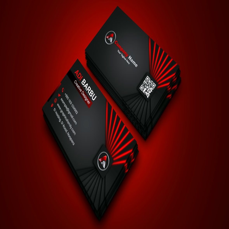 فایل طراحی کارت ویزیت حرفه ای با رنگ های مشکی و قرمز - Professional Business Card Design with Black and Red Colors