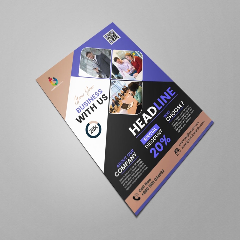 فایل طراحی بروشور تجاری حرفه ای - Professional Business Flyer Design