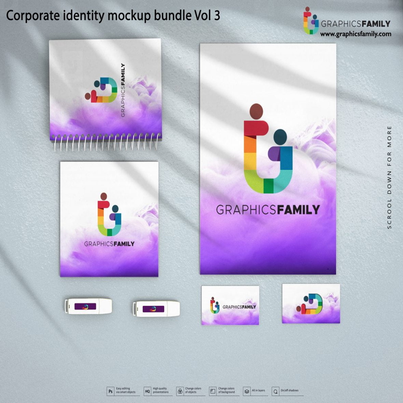 فایل بسته نرم‌افزاری هویت سازمانی حرفه‌ای - Professional Corporate Identity Mockup Bundle