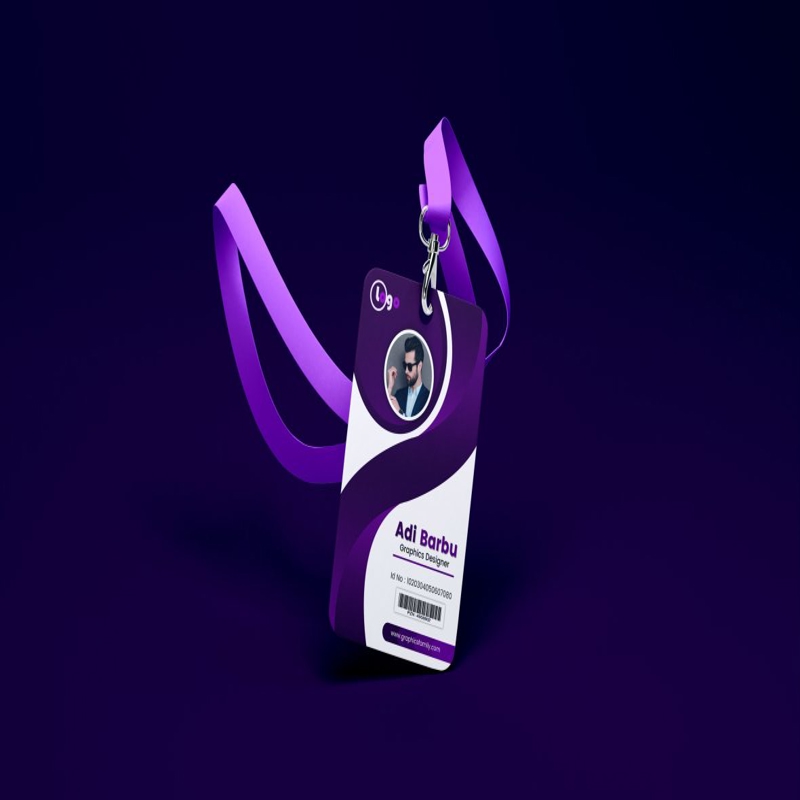 فایل طراحی کارت شناسایی بنفش حرفه ای - Professional Purple Id Card Design