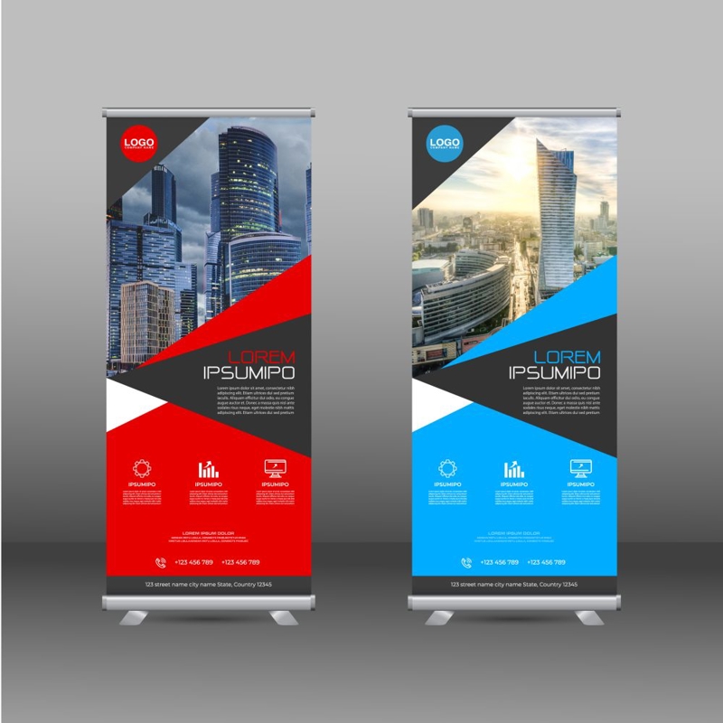 فایل طراحی قالب بنر رول آپ حرفه ای - Professional roll up banner template design