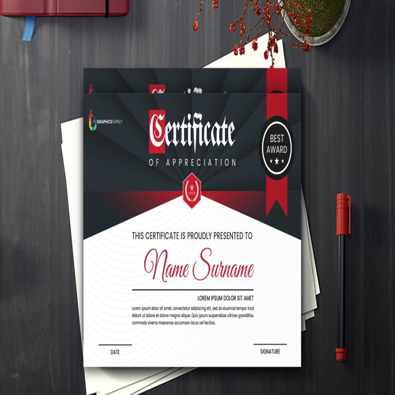 فایل طرح PSD گواهینامه جایزه خلاق - PSD Creative Award Certificate Template Design