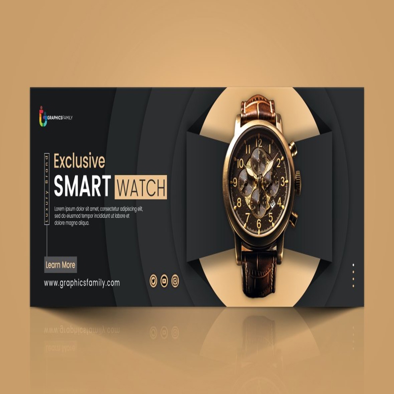 فایل قالب PSD کاور صفحه فیسبوک تبلیغاتی فروش ساعت هوشمند - PSD Smart watch sale promotional Facebook cover page template
