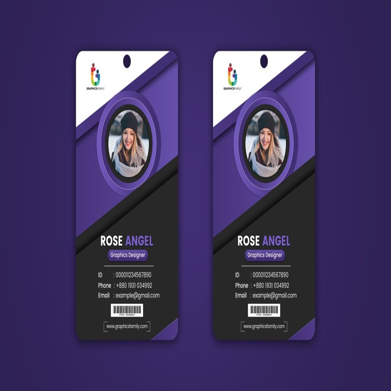فایل طراحی کارت شناسایی خلاقانه بنفش و مشکی - Purple & Black Creative Id card Design
