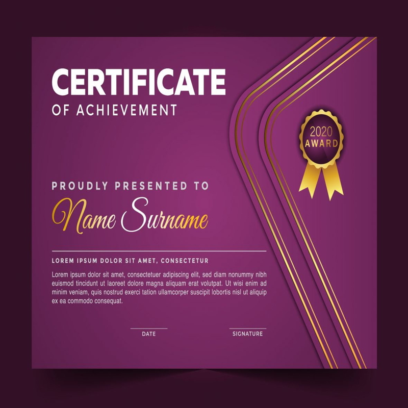 فایل الگوی دیپلم بنفش خنک - Purple Cool Diploma Template