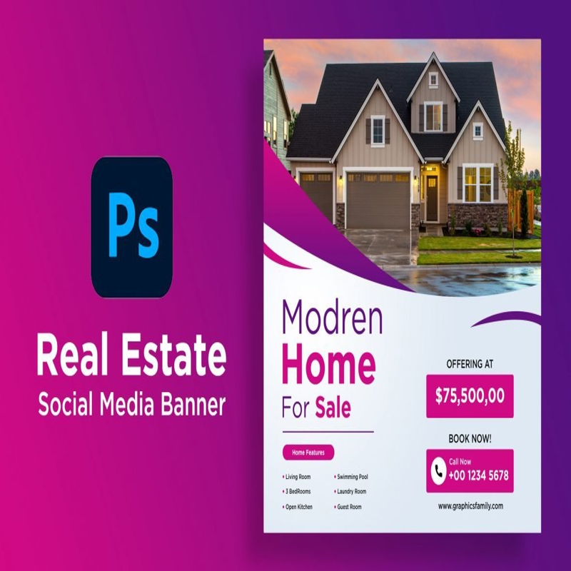 فایل طراحی گرافیک شبکه‌های اجتماعی شرکت املاک و مستغلات - Real Estate Company Social Media Graphic Design