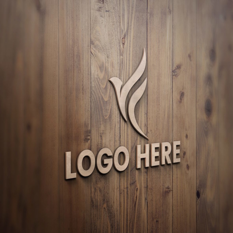فایل موکاپ لوگو چوبی سه بعدی واقع گرایانه PSD - Realistic 3D Wooden Logo Mockup PSD