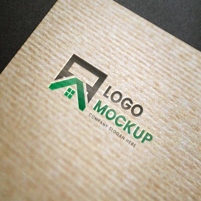 فایل موکاپ لوگو کاغذ چاپ شده واقع گرایانه PSD - Realistic Printed Paper Logo Mockup PSD