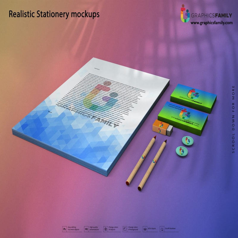 فایل ماکت‌های لوازم التحریر واقع‌گرایانه - Realistic Stationery Mockups