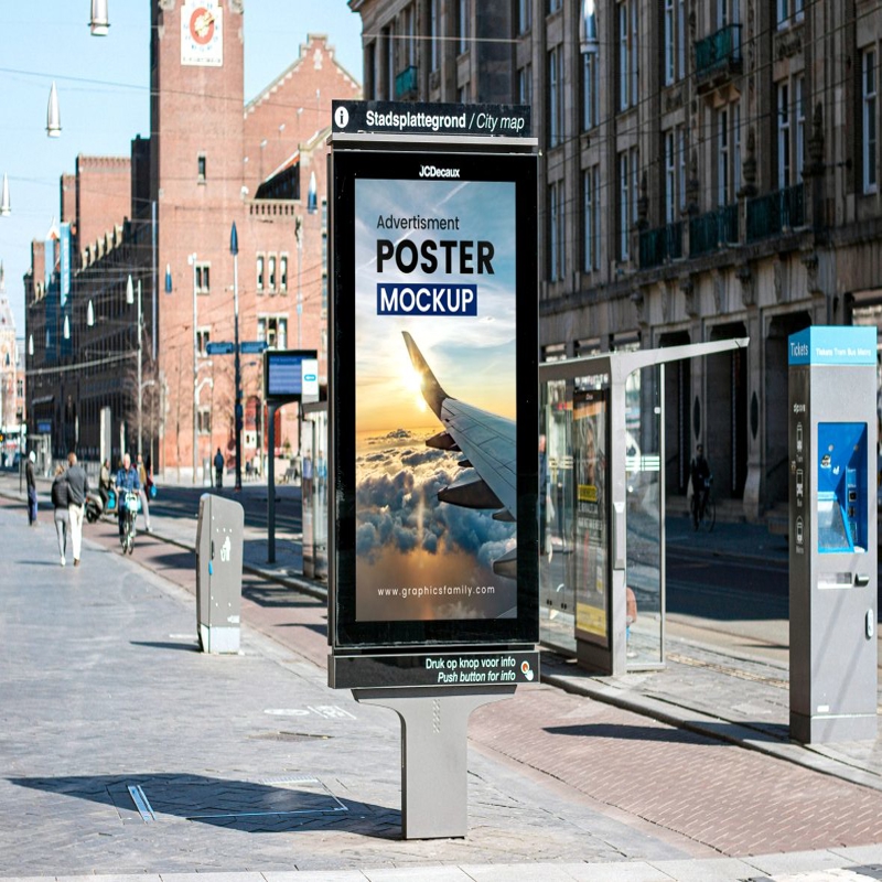 فایل ماکت تبلیغات خیابانی واقع‌گرایانه - Realistic Street Sign Advertisement Mockup