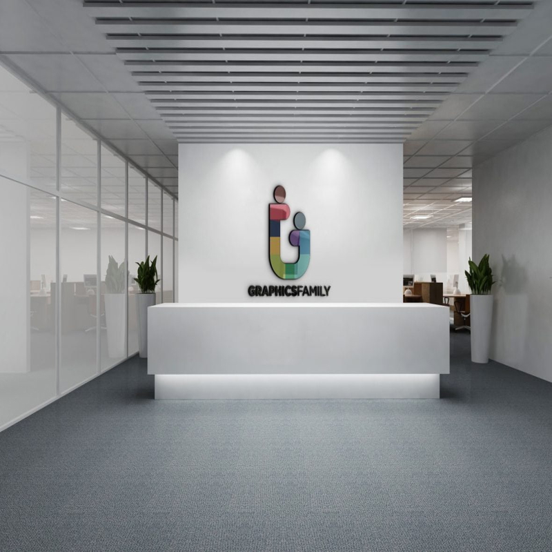فایل موکاپ لوگوی سه بعدی پذیرش - Reception 3D Logo Mockup
