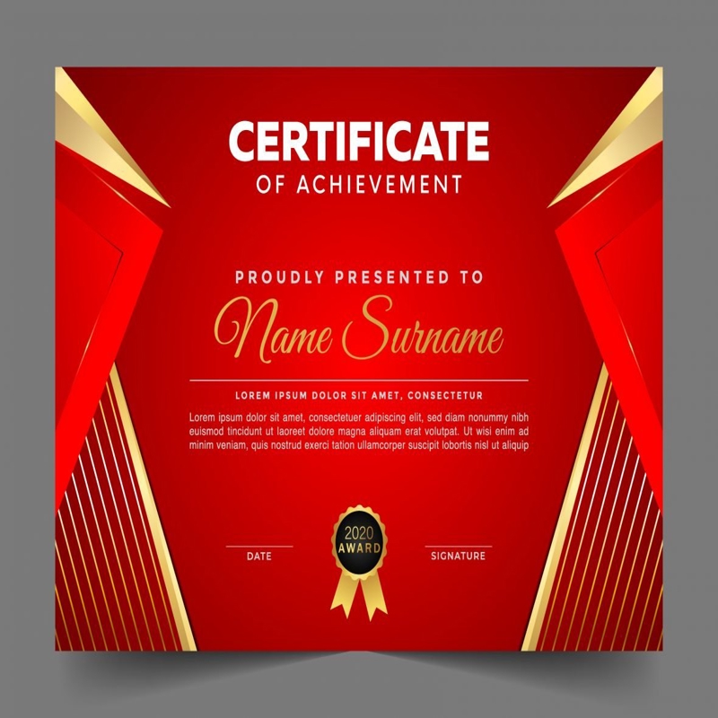 فایل الگوی دیپلم مدرن قرمز و طلایی - Red and Gold Modern Diploma Template