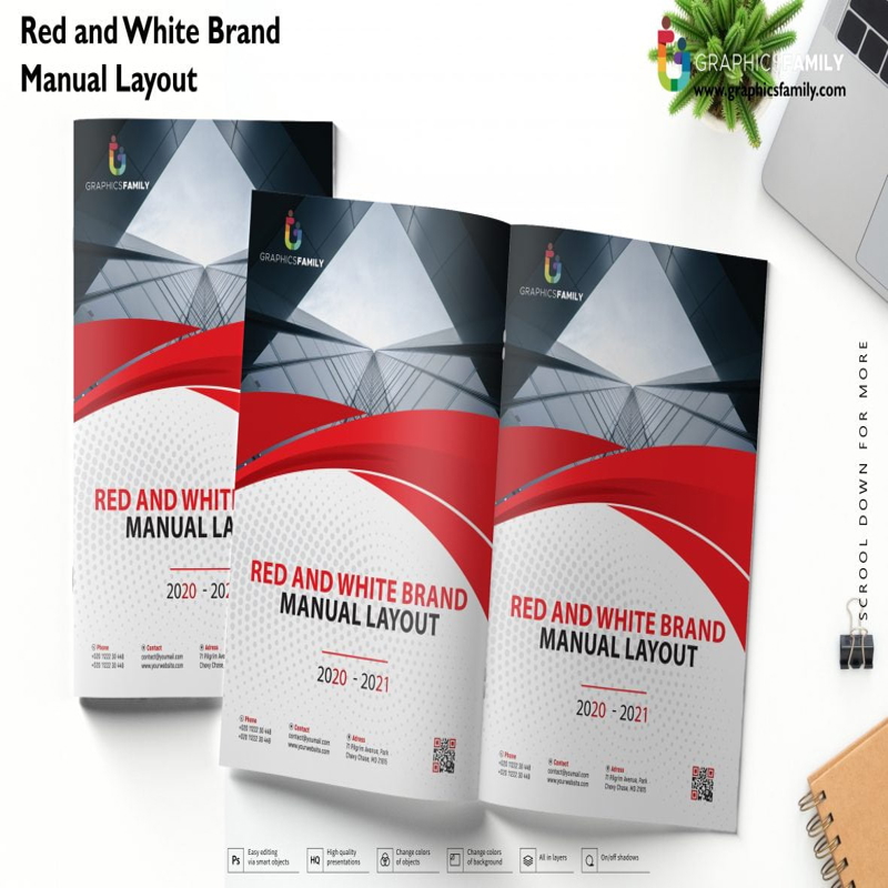 فایل طرح دستی برند قرمز و سفید - Red and White Brand Manual Layout