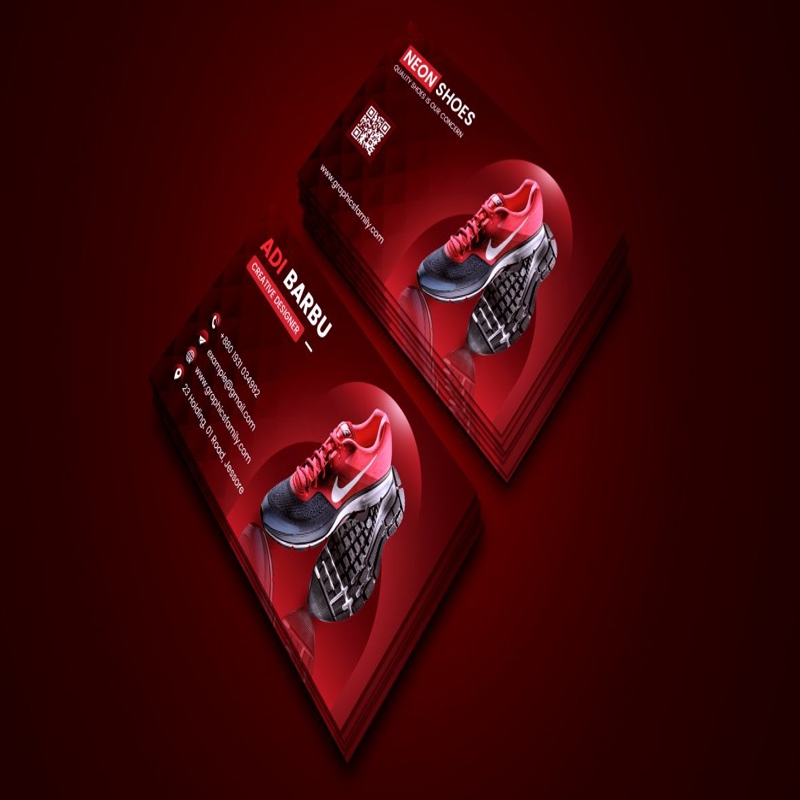 فایل الگوی کارت ویزیت تجارت الکترونیک قرمز - Red E-commerce Business Card Template