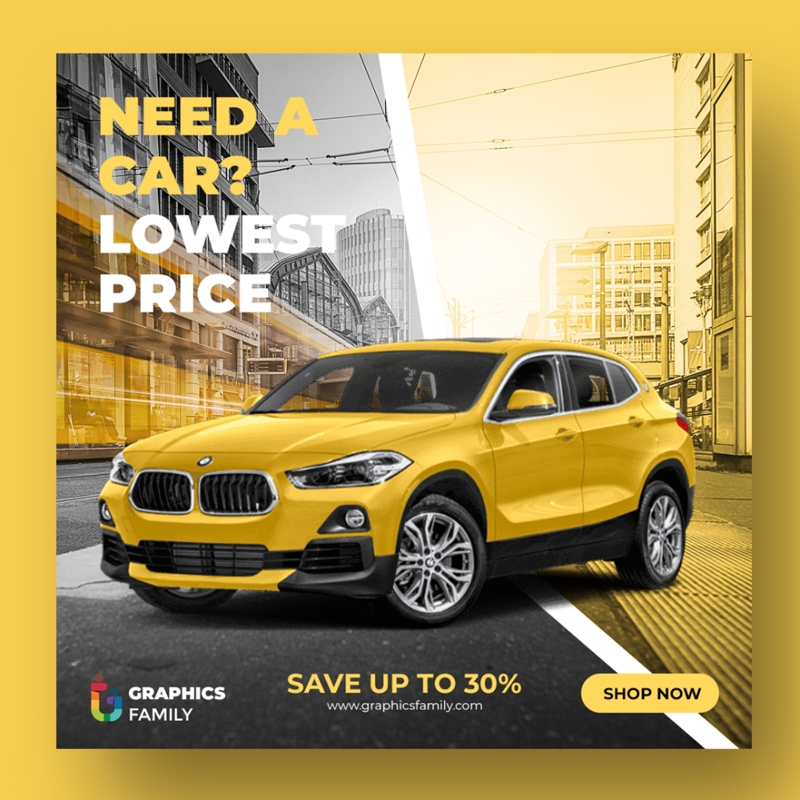 فایل الگوی رسانه اجتماعی اجاره خودرو - Rent a Car Social Media Template