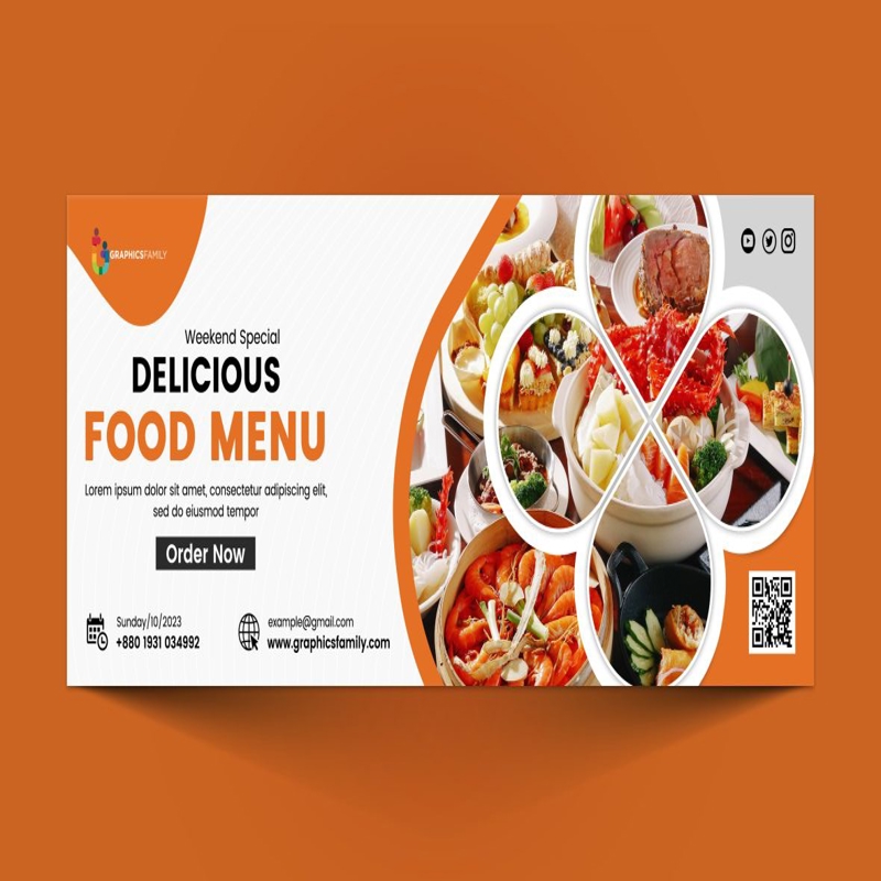فایل طراحی کاور فیسبوک برای تبلیغ غذای رستوران - Restaurant Food Promotion Facebook Cover Design