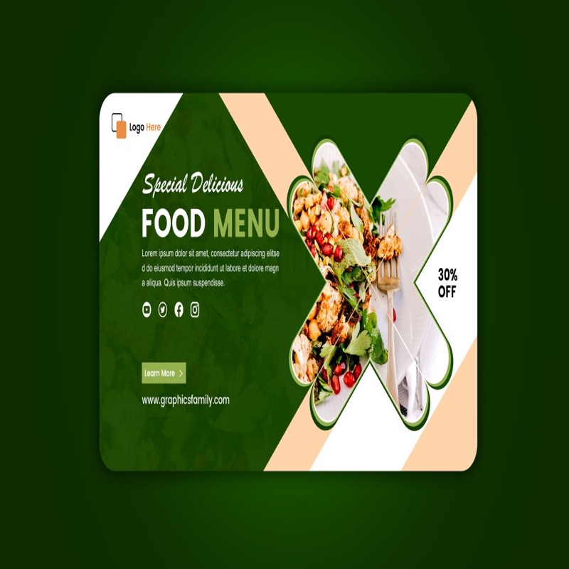 فایل طراحی بنر اینترنتی رستوران و غذا - Restaurant Food Web Banner Design