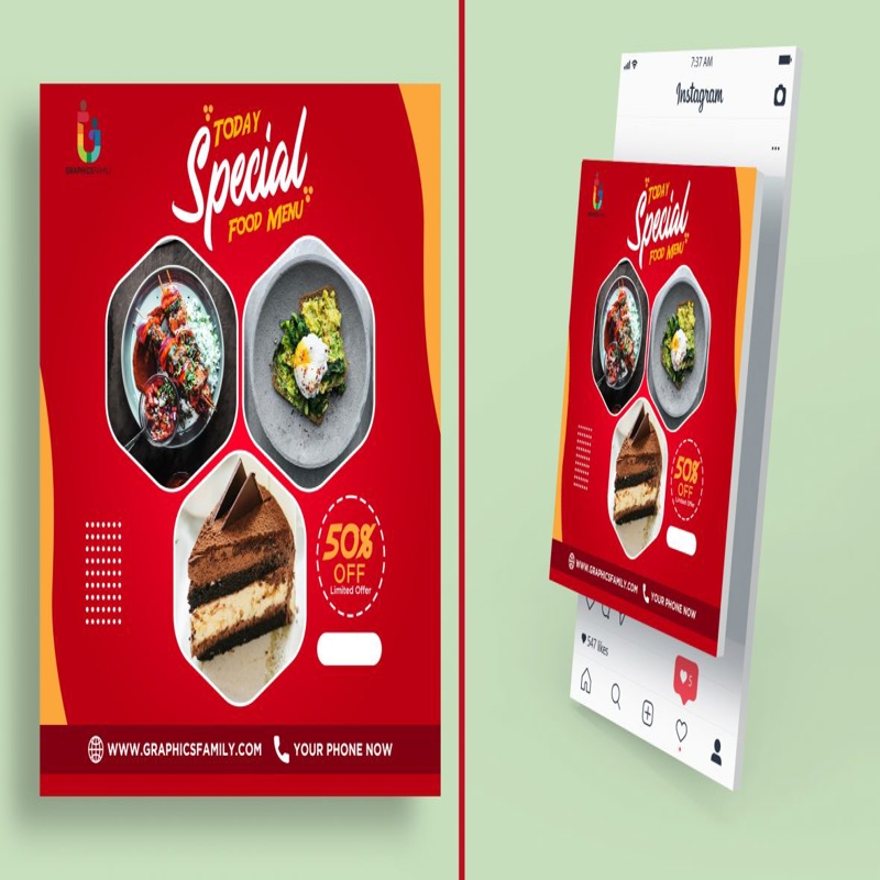 فایل طراحی پست اینستاگرام رستوران - Restaurant Instagram Post Design