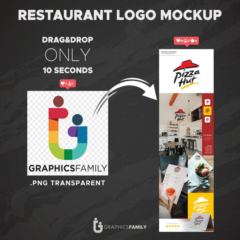 فایل الگوی موکاپ لوگوی رستوران - Restaurant Logo Mockup Template