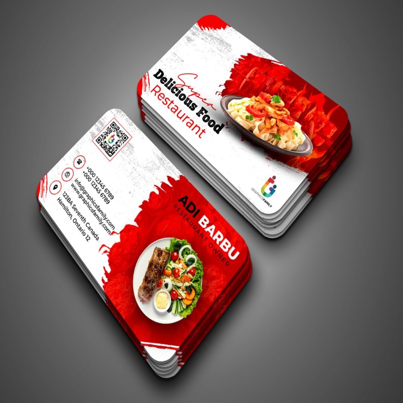 فایل طراحی کارت ویزیت تبلیغاتی رستوران - Restaurant Promotion Business Card Design