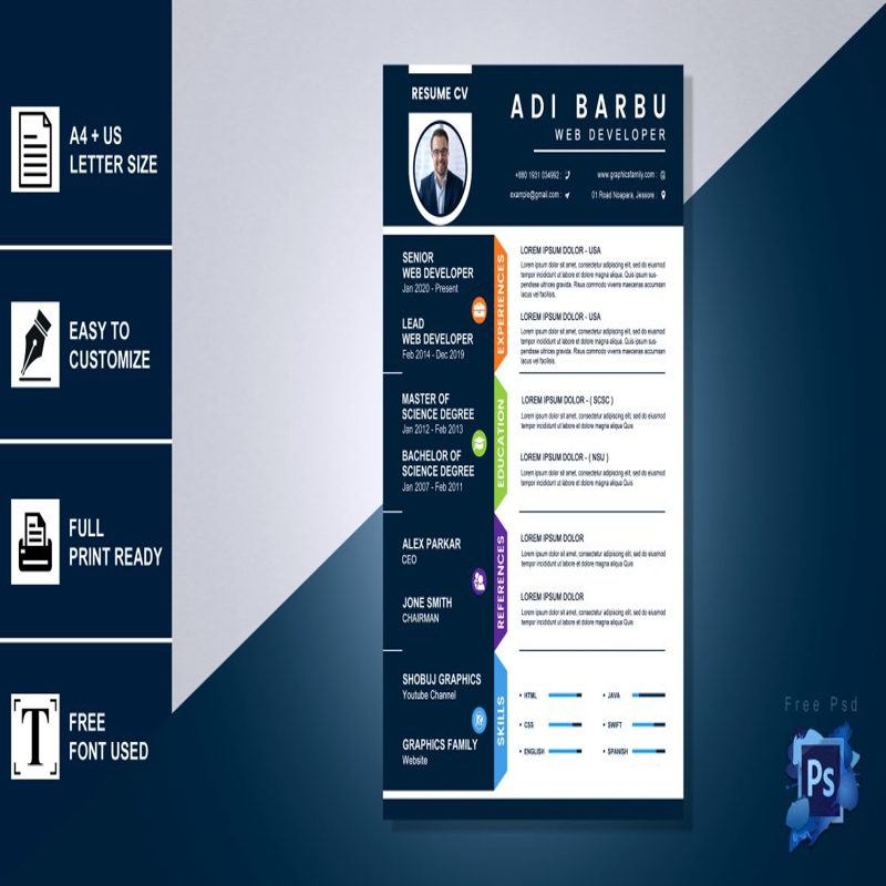 فایل قالب طراحی رزومه CV - Resume CV Design Template