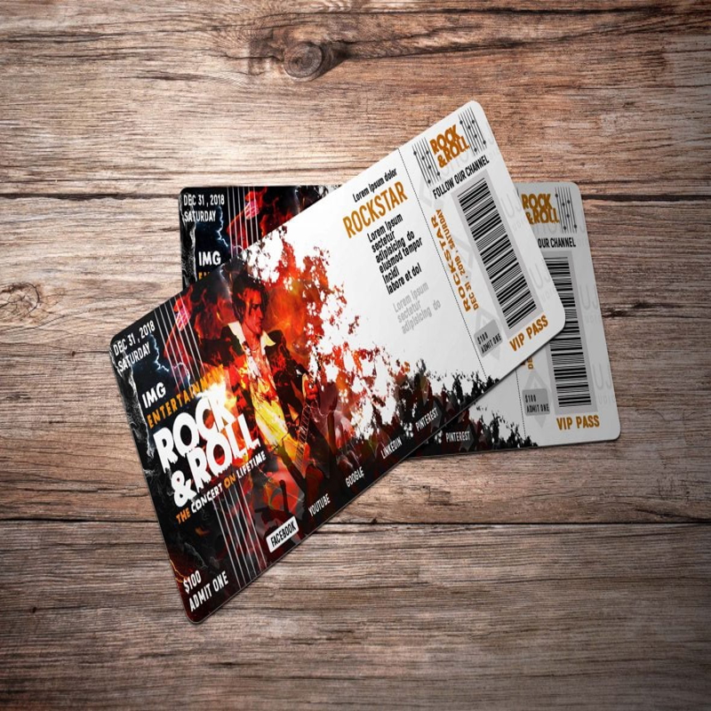 فایل طرح PSD بلیط رویداد Rock N Roll - Rock N Roll Event Ticket Design PSD