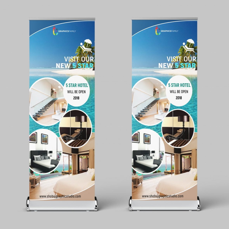 فایل طرح بنر لایه باز گردشگری (psd) - Roll Up Banner Design For Tourist psd
