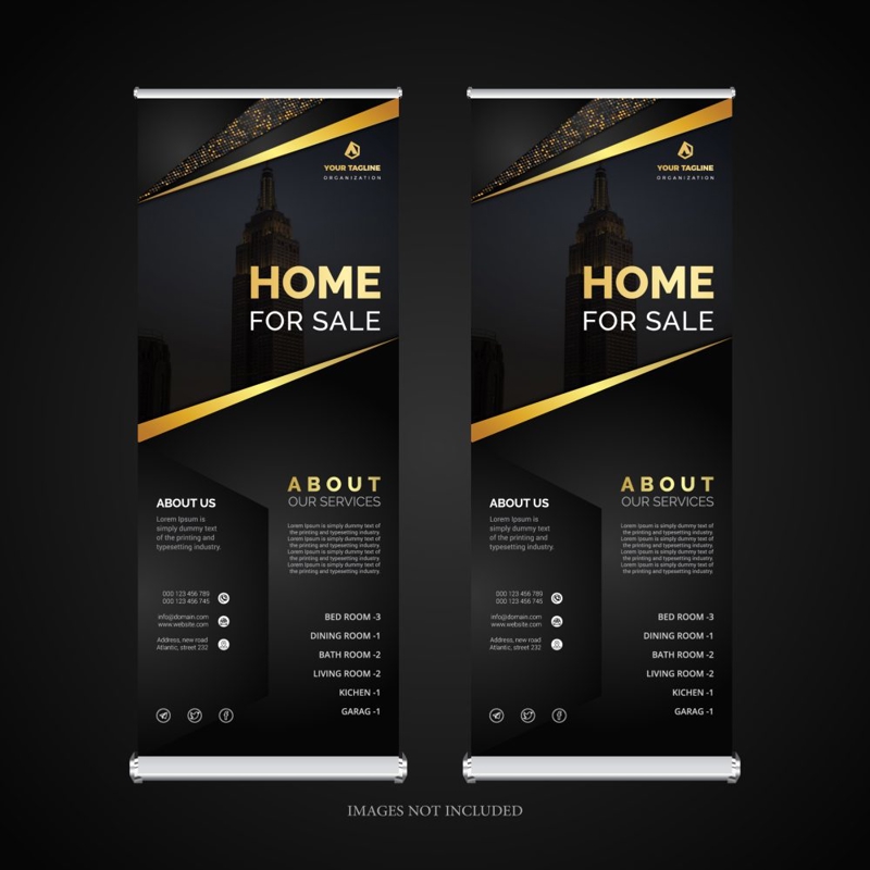 فایل الگوی طراحی بنر رول‌آپ - Roll-up Banner Design Template