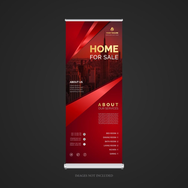 فایل الگوی بنر ایستاده رول آپ - Roll-up standing banner template