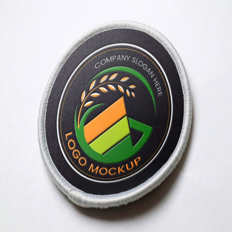 فایل موکاپ لوگو پارچه‌ای گرد - Rounded Textile Logo Mockup