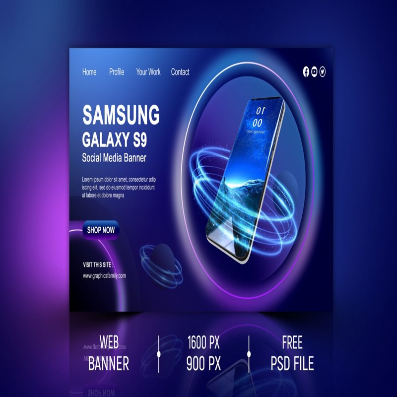 فایل طراحی بنر شبکه‌های اجتماعی سامسونگ گلکسی - Samsung Galaxy Social Media Banner Design