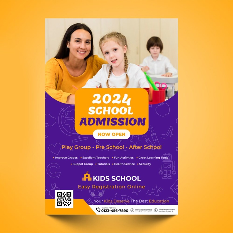 فایل طراحی بروشور پذیرش مدرسه - School Admission Flyer Design