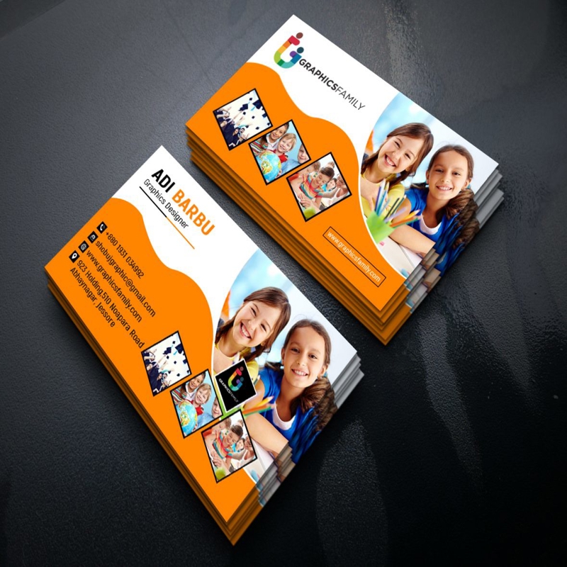فایل طرح لایه باز کارت ویزیت مدرسه (PSD) - School Business Card Design PSD Template