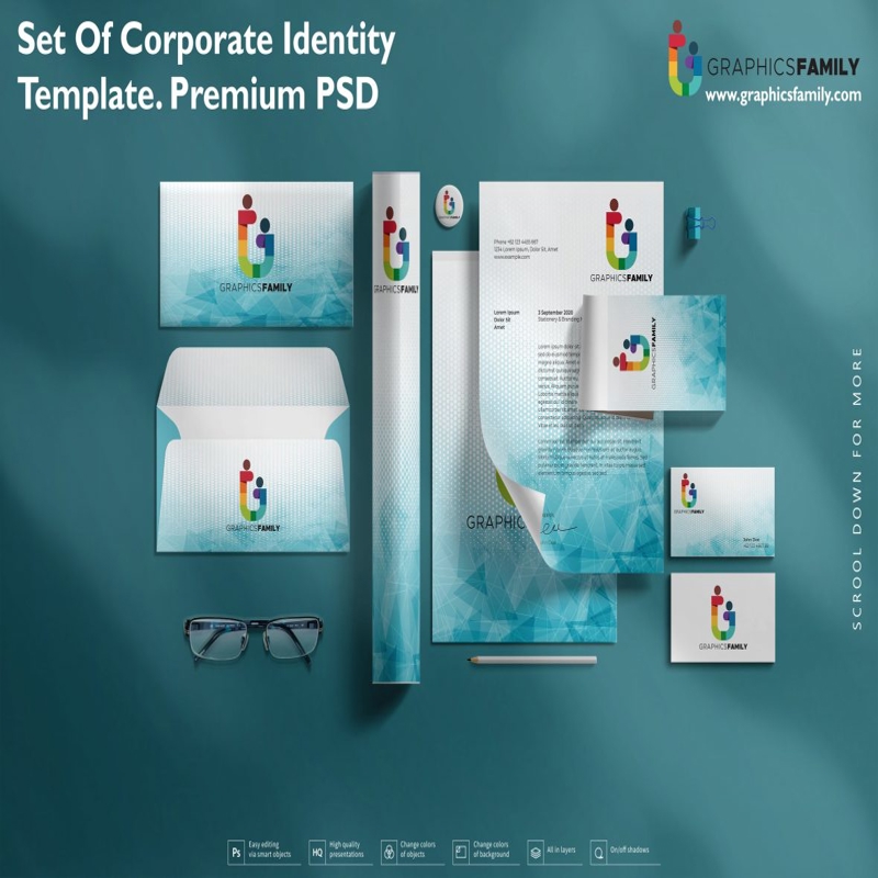 فایل مجموعه قالب هویت سازمانی با کیفیت عالی PSD - Set of Corporate Identity Template Premium Quality PSD
