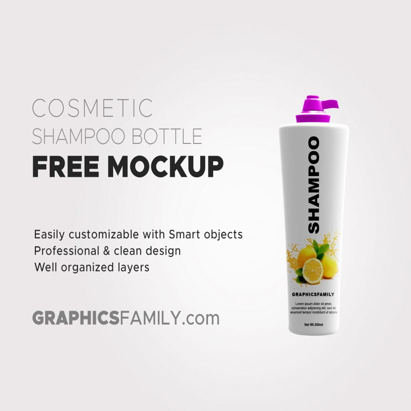 فایل ماکت بطری لوازم آرایشی و بهداشتی شامپو - Shampoo Cosmetic Bottle Mockup