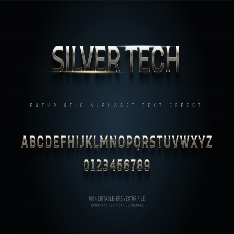 فایل افکت متن نقره‌ای براق - Shiny Silver Text Effect